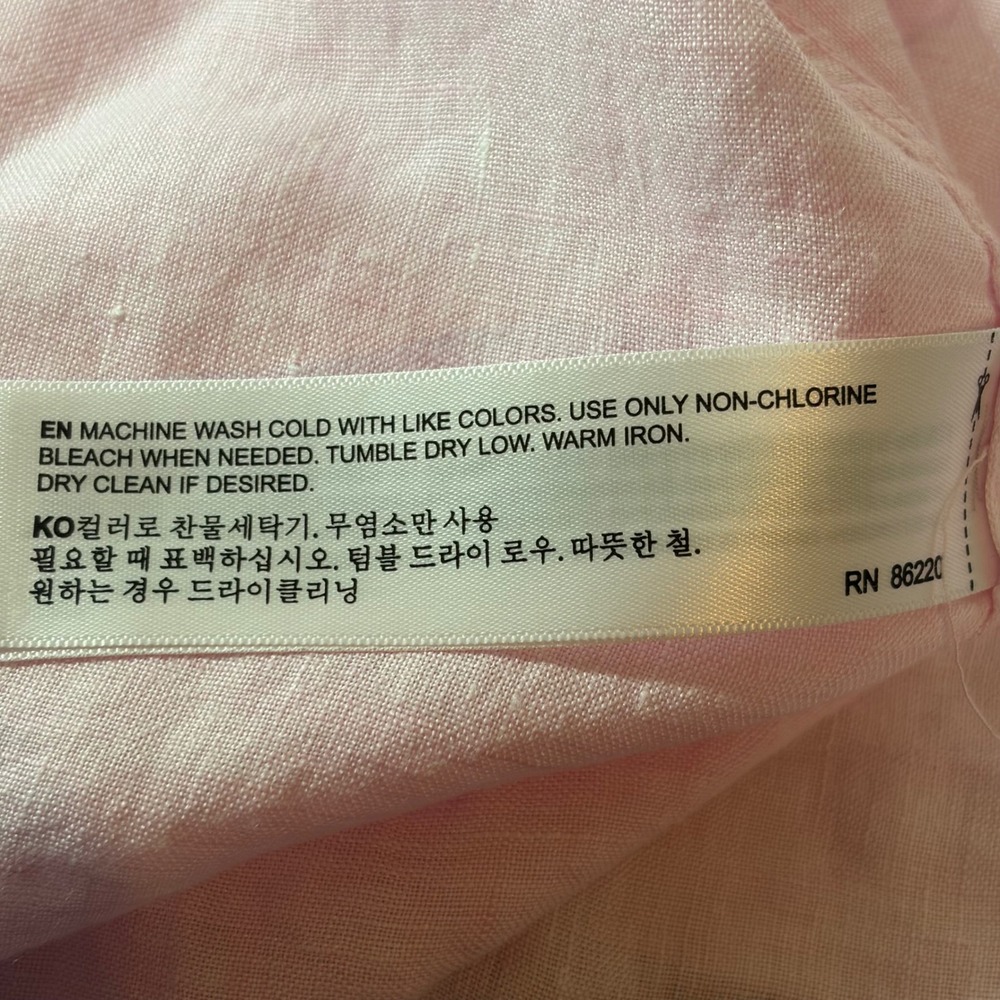 Porter & Ash Mens L 100% Linen Shirt Pink Short Sleeve Button Up Beach Vacation - Picture 9 of 16